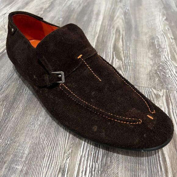 Magnanni Dark Brown Suede Monk Strap Loafers 9.5 - Picture 9 of 15